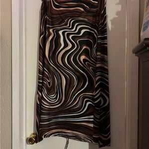 SHEIN Curve Brown and Black Swirl Pattern Skirt size 1XL